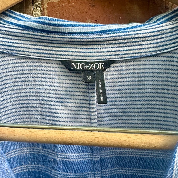 Nic +  Zoe Linen Tunic Striped Dress - 3X - Pockets! - Picture 4 of 12